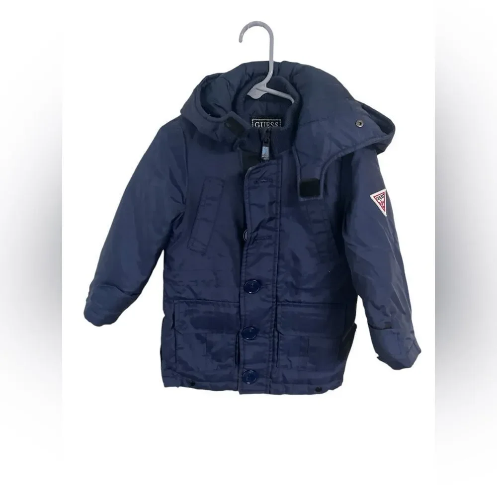 Guess Navy Blue Long Jacket Toddler Boys 2T